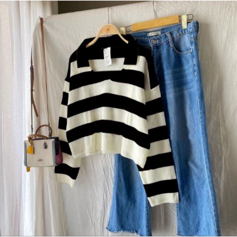 Fuji Knit Sweater Croptop Strip