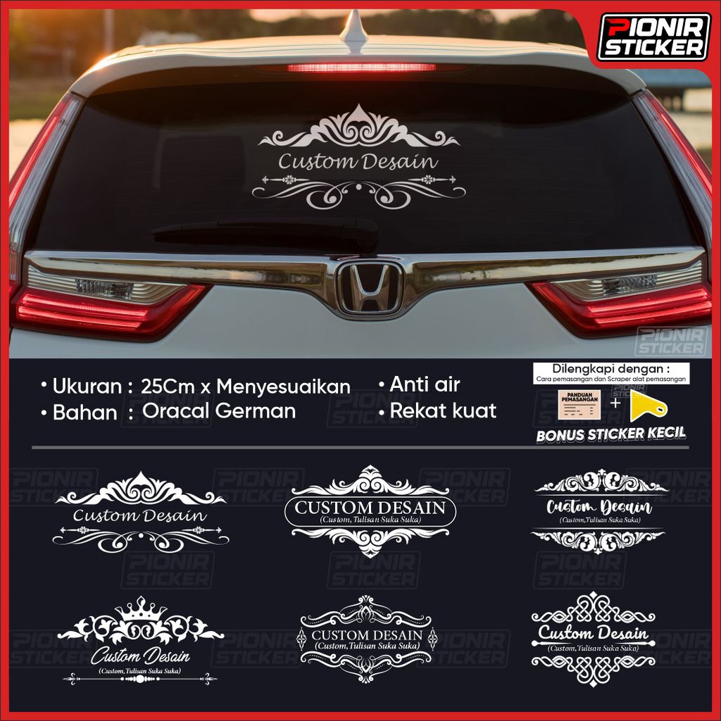 Stiker Nama Motif Kaca Mobil Cutting Sticker Custom Huruf Variasi