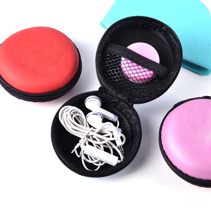 Tempat Earphone Headset Lucu Organizer Dompet Koin Charger Case Box Kotak Dan Bulat Mudah Dibawa