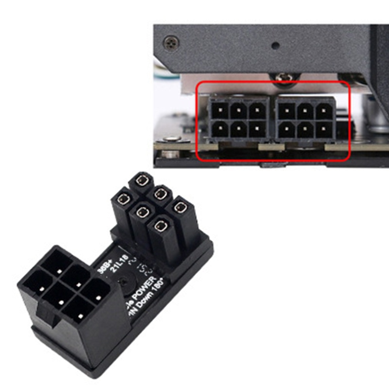 Btsg Atx8/6Pin Female to 8/6Pin Male Adapter Siku 180derajat Converter Untuk Desktop