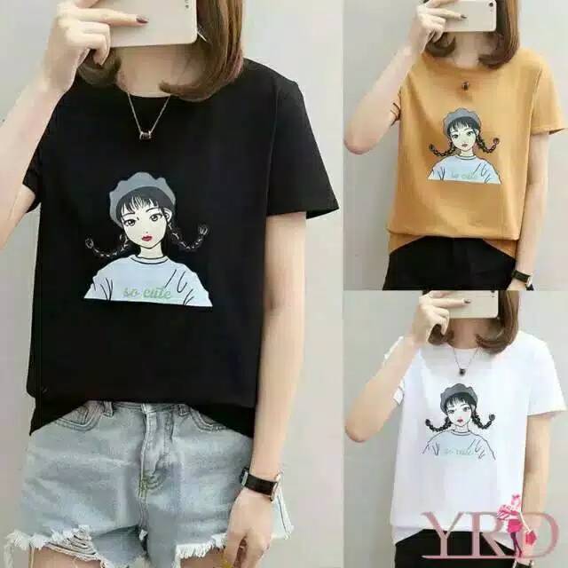 Fourfashion T-shrit kaos wanita SO CUTE TERBARU bhn spandex