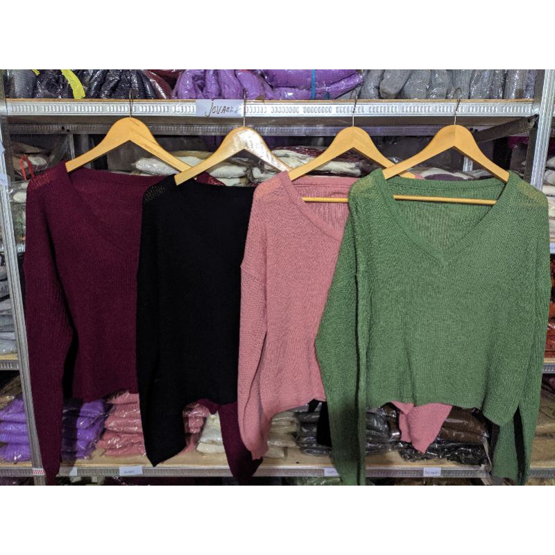 SWEATER RAJUT KERAH V NECK/ SWEATER RAJUT CROP/ SWEATER CROP/ ATASAN RAJUT KERAH V NECK/ PREMIUM