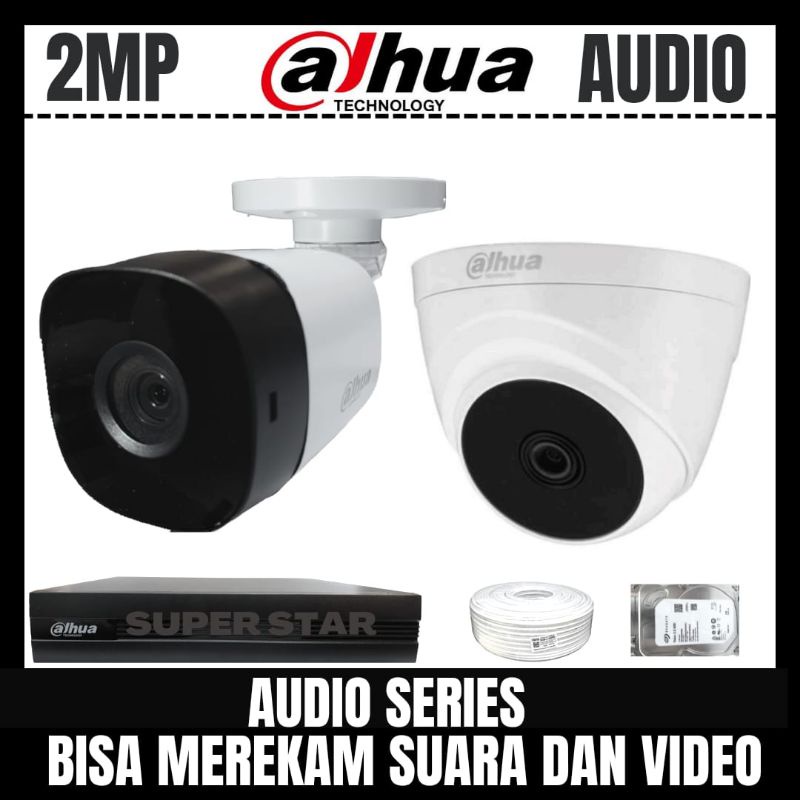 PAKET CCTV DAHUA 2MP 4 CHANNEL 2 KAMERA AUDIO BISA MEREKAM SUARA DAN VIDEO