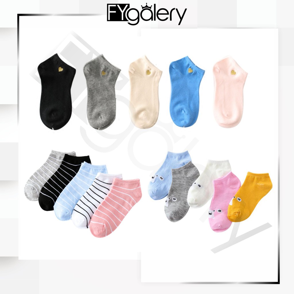 FYGALERY KAOS KAKI MOTIF BERUANG/LOVE/GARIS FASHION WANITA/PRIA KAOS KAKI MURAH BATAM IMPORT