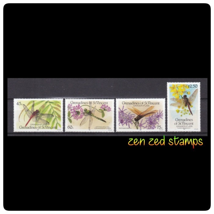 

0257 Perangko Vincent Grenadines 1986 Fauna Insects Dragonflies 4v Mnh