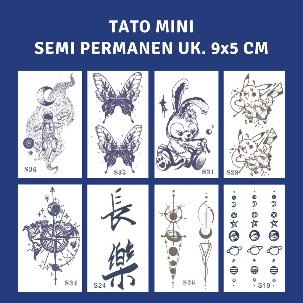 Stiker Tato Mini Semi Permanen | Waterproof | Tato Tahan Lama | S-mini