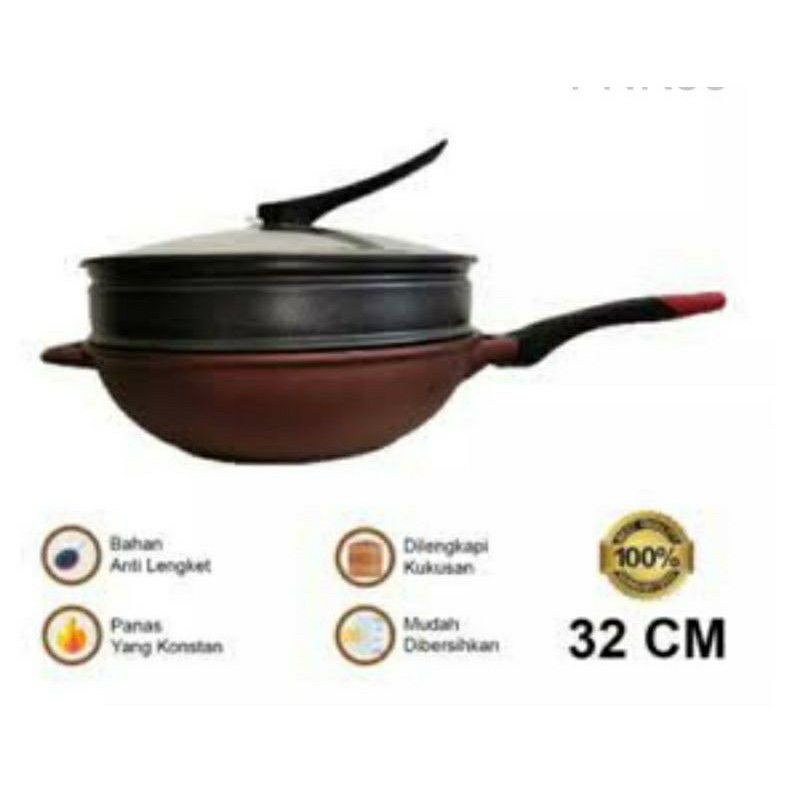 Wajan , Panci Kukus , Steamer ,  Panci Multifungsi  , Use WOK 32cm