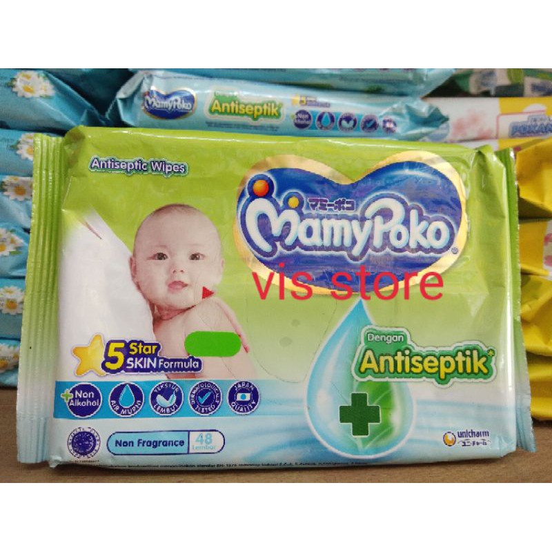 tissue basah bayi Mamypoko Antiseptic Wipes isi 48 sheet