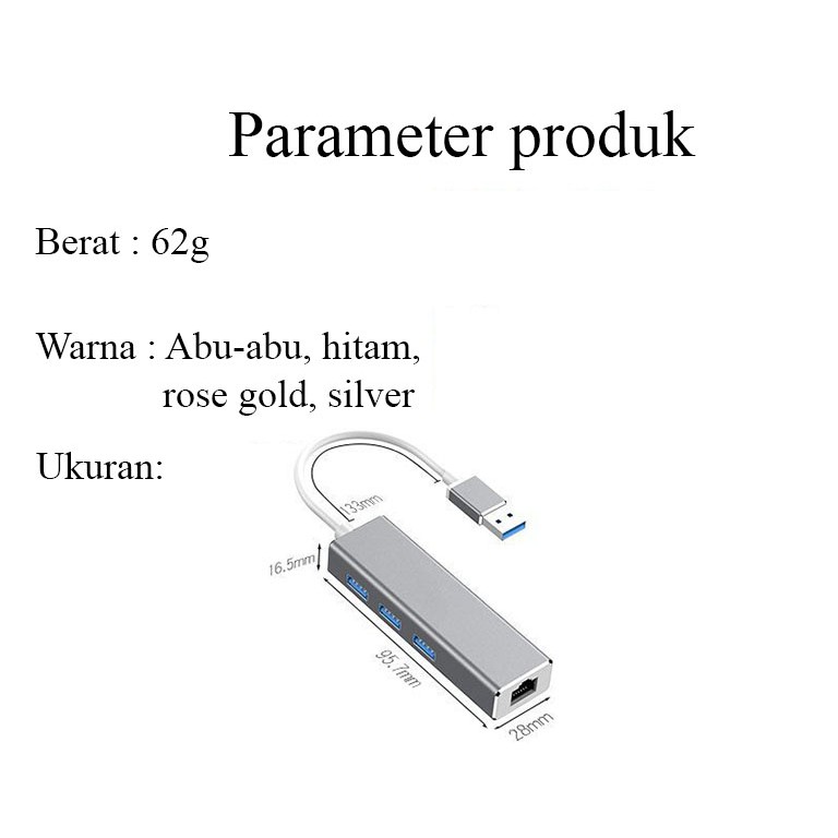 USB 3.0 To HUB 3 Port With Lan Gigabite Ethernet Adaptor Convertor