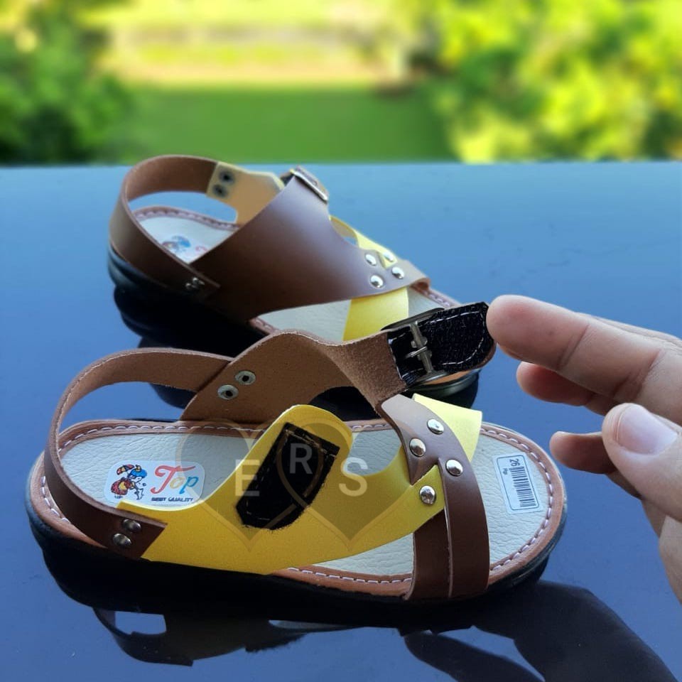 TOKOERS SDL08 Sepatu Sandal Kulit Sintetis Tali Perepet Anak Laki Laki Umur 1 2 3 4 5 6 tahun