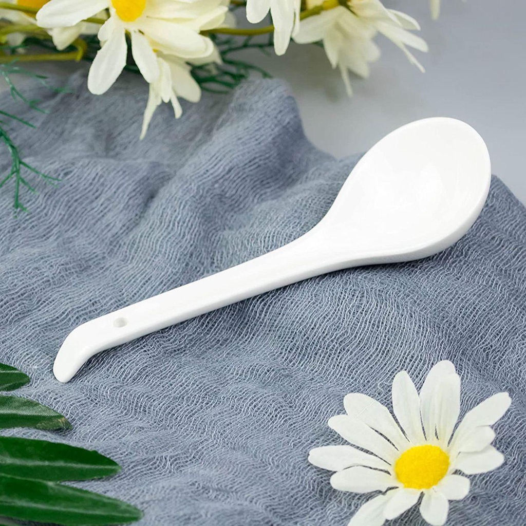 NICKOLAS1 Sendok Sup Aduk Dewasa Makan Peralatan Makan Keramik Putih Gaya Jepang