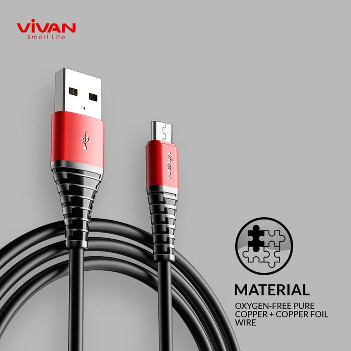 KABEL DATA ANDROID MICRO VIVAN SM180 - GARANSI 1 TAHUN GARANSI VIVAN