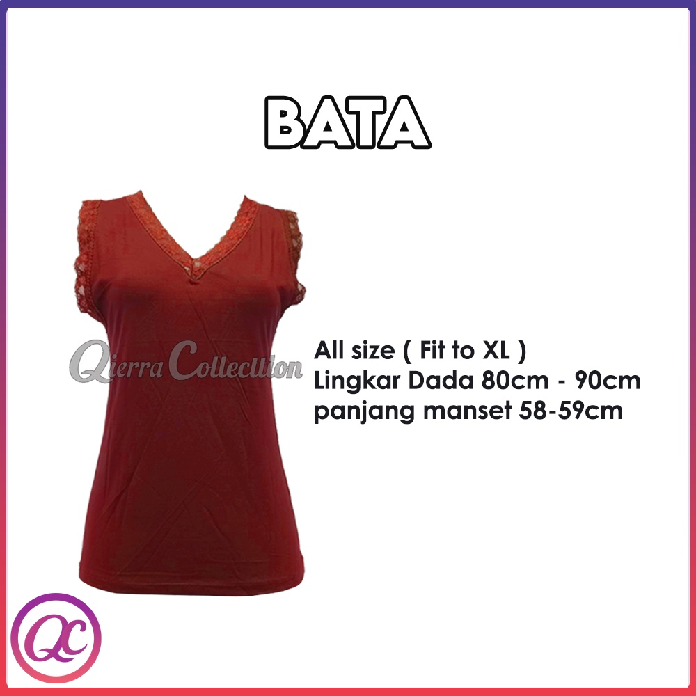 Tank Top Renda Kerah V Polos Warna All size Ready Stok-Bata