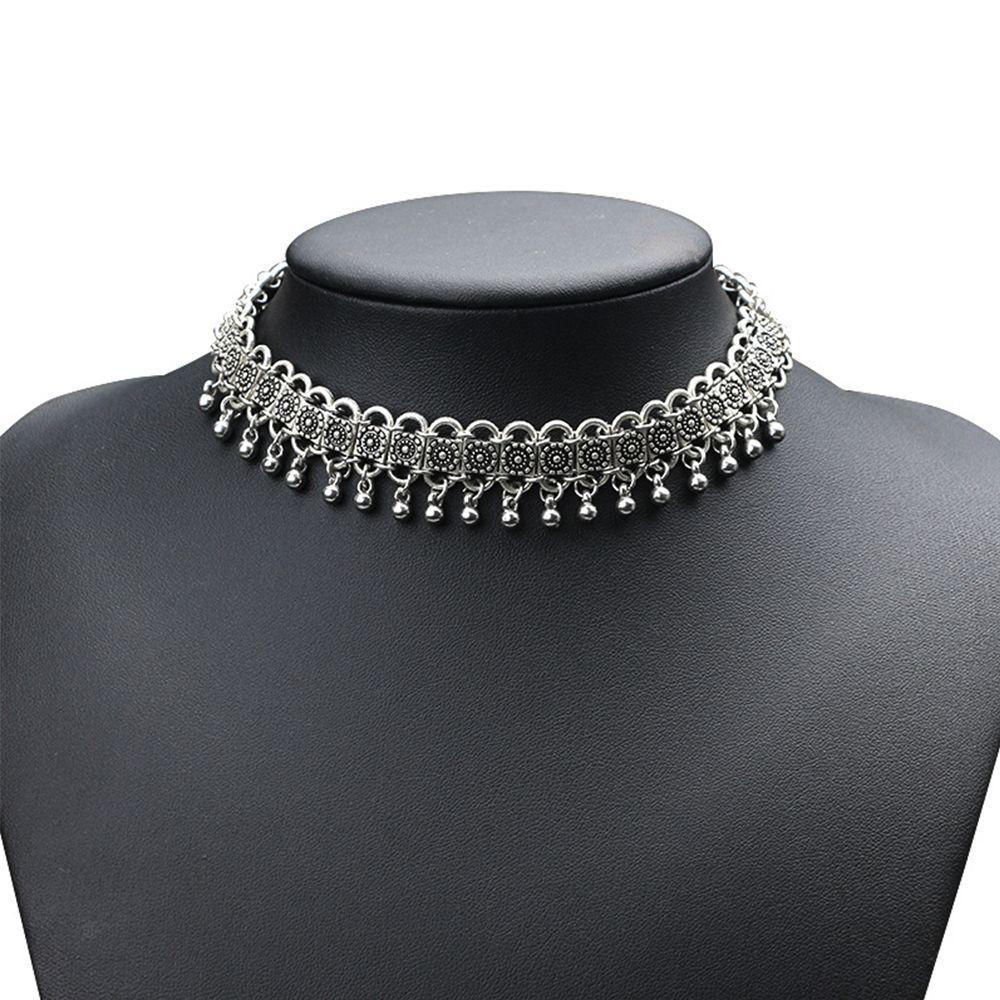 REBUY Rebuy Rantai Hadiah Punk Hot Wanita Pernyataan Chunky Bib Choker Alloy Necklace