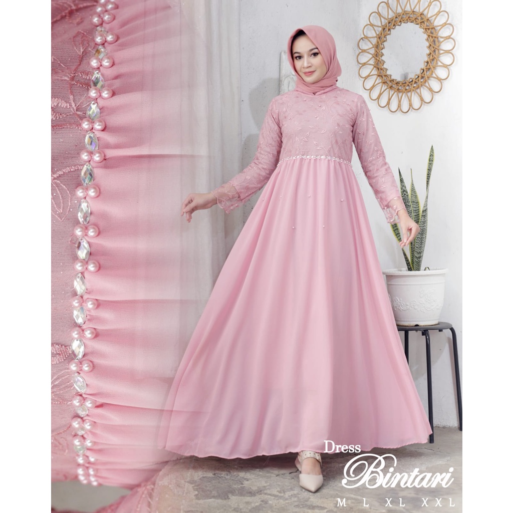 Dress Bintari RI / Kebaya Gamis Pesta Modern / Dress Muslimah Kondangan / Gamis