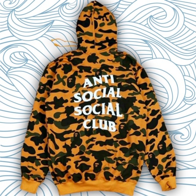 JAKET SWEATER HOODIE BAPE X ANTI SOCIAL SOCIAL CLUB YELLOW CAMO AUTHENTIC PREMIUM ORIGINAL