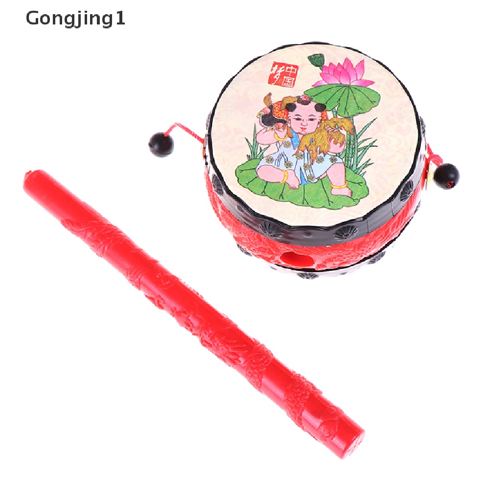 Gongjing1 1Pc Mainan rattle Genggam Tradisional Cina Motif Kartun Untuk Bayi