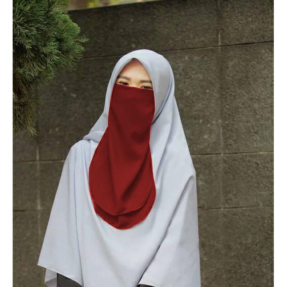 Cadar Tali 2 Layer / Niqab Ninja / Cadar Tali2Layer Wolfis / Niqab Muslim / Cadar Muslim / Niqab Tali2Layer Woolpeach