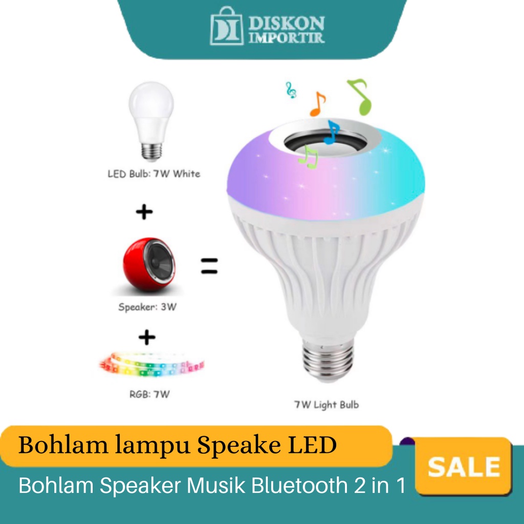 Lampu Bohlam Speaker Musik Bluetooth 2 in 1 Lampu Spiker LED RGB Warna Warni 12 watt