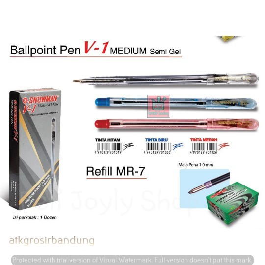 

Pulpen Snowman V-1 Medium Tip 1.0 mm Tinta Biru Hitam Merah Lusinan