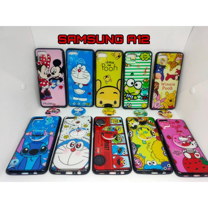 SOFTCASE SAMSUNG A12 KARAKTER ANIMASI POP SOCKET