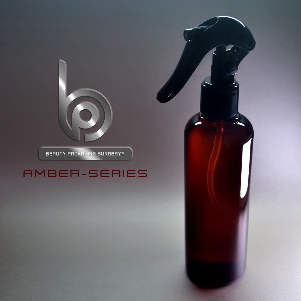 Botol Plastik PET 250ml BR Coklat Amber Tutup Spray Trigger Bebek Semprot