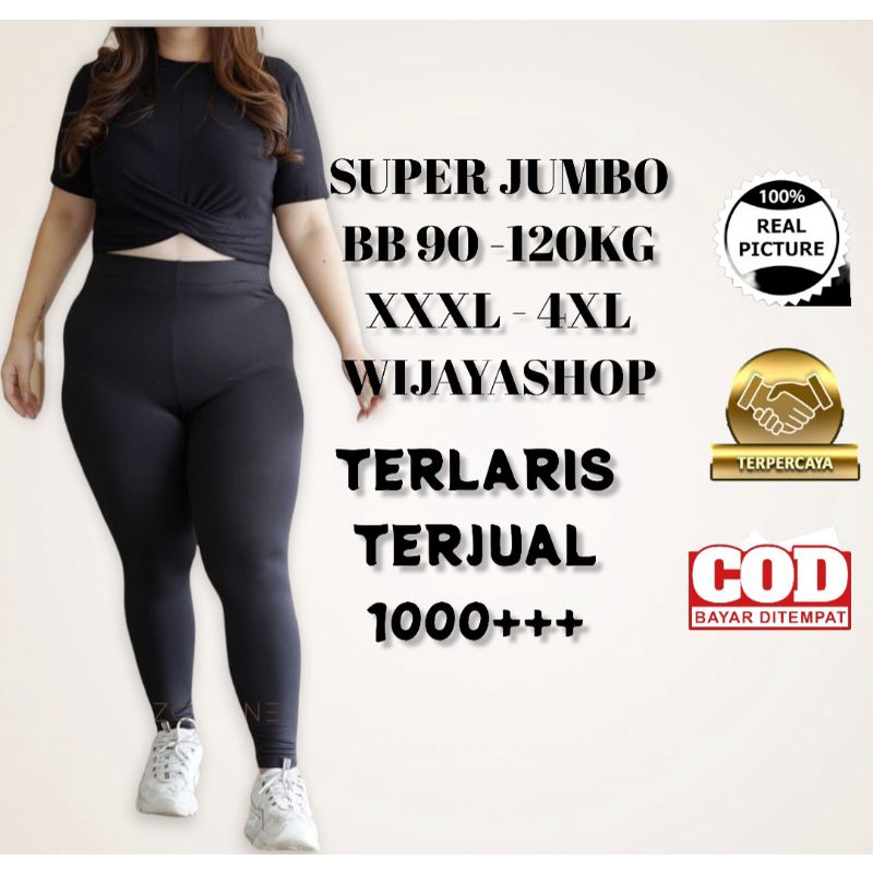 Legging Fleece Tebal Highwaist Premium Super Jumbo Polos Wanita BB 40 - 120kg