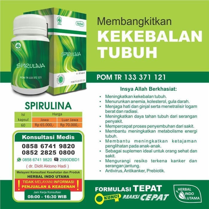 Kapsul Spirulina Herbal Indo Utama 60 Kapsul