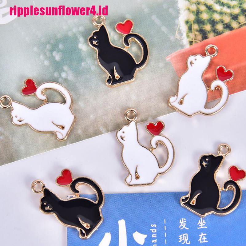 10pcs / set Liontin Bentuk Hati Kucing Bahan Alloy