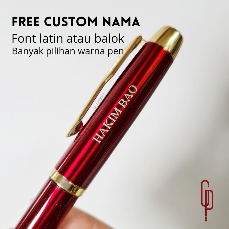 

Pulpen Metal Model Parker Putar + Custom Nama + Box Ekslusif Kain