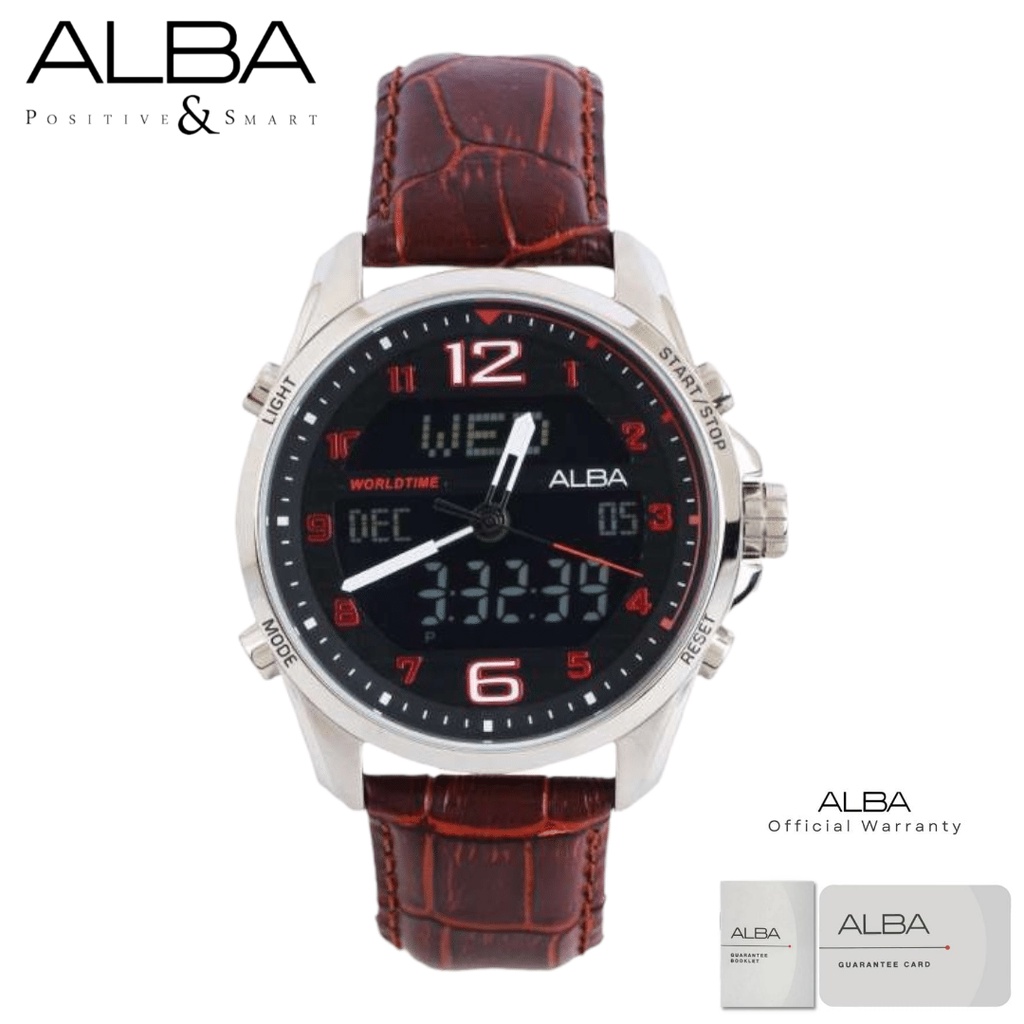 Alba Pria AZ4033 Jam Tangan Pria Alba Active AZ4033X1 Quartz Leather Strap