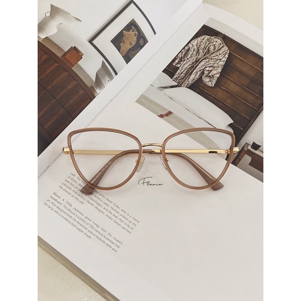 Flavia Eyewear - Kacamata Pauline Cat Eye Titanium (custom minus, photochromic, blueray, bluechromic dan photobrown)