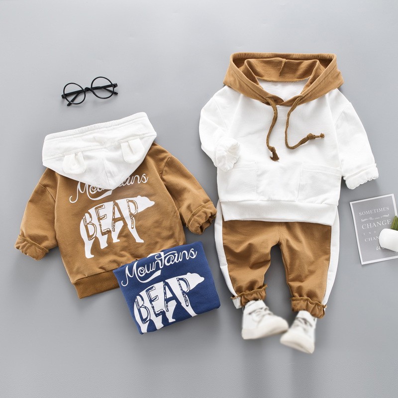 Setelan Sweater Kaos  Hoodie  Bayi Laki laki Lengan Panjang 