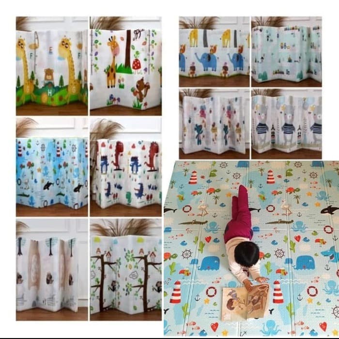 Tikar - Karpet Tikar Lipat Piknik Karakter Foam Playmat Bayi 180 X 200 Cm