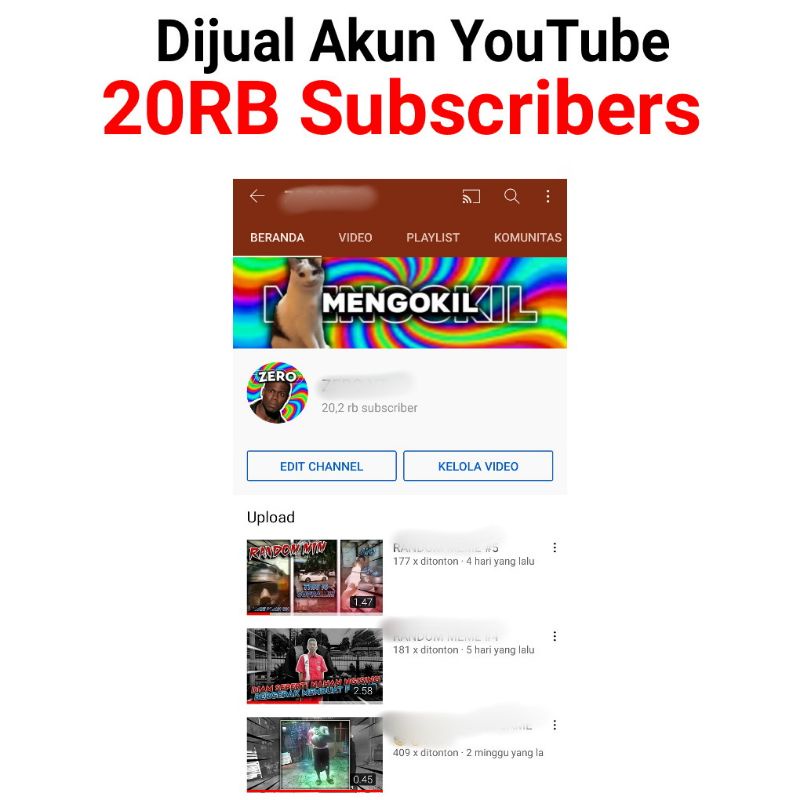 (Terjual) Akun YouTube 20k + AdSense (Ada 1 pelanggarn berakhir 4 Desember)