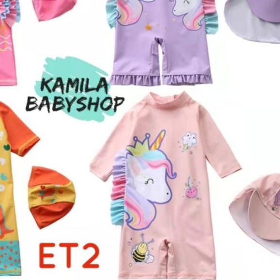 Baju Renang Anak ET2 Free Topi/Baju Renang Anak Perempuan/ Baju Renang Anak Perempuan dan Topi/Baju 