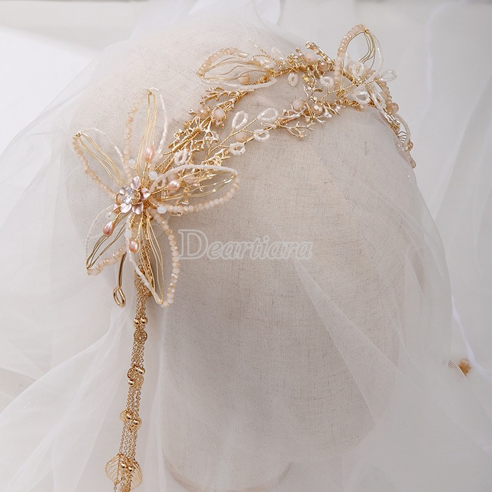 Headband Manik-Manik Mutiara Handmade Gaya Korea Eropa Amerika Retro Untuk Aksesoris Rambut Pengantin