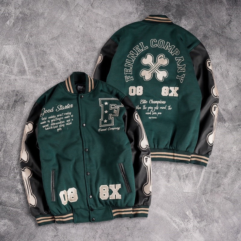 Jaket Baseball Varcity Distro Motif F Fennel - Company 08•8X