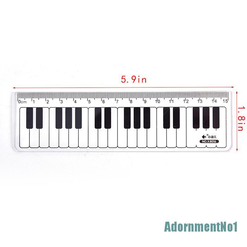 (AdornmentNo1) Penggaris Keyboard Piano 15cm 6in Warna Hitam + Putih