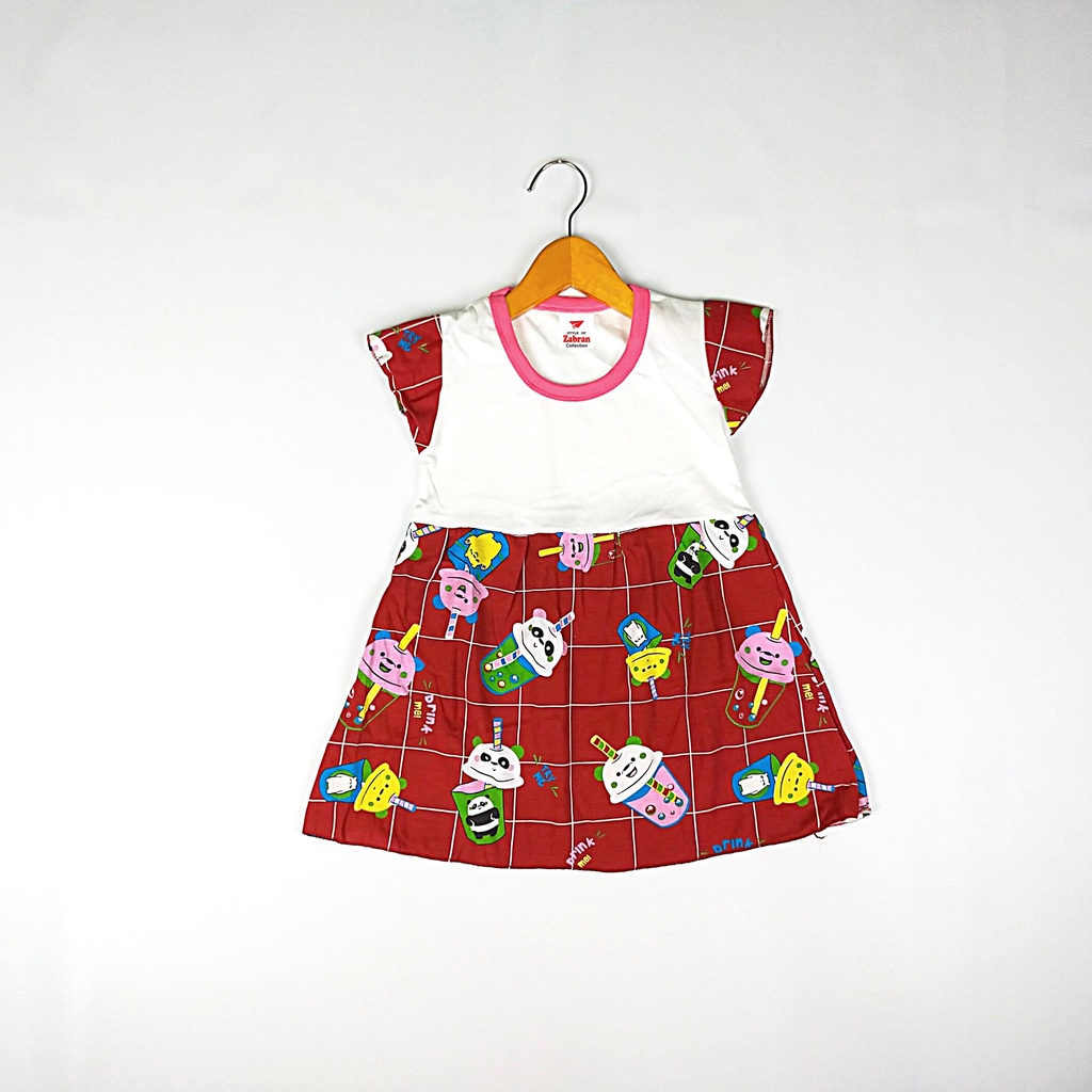 Dress Rampel Motif/Dress Ruffle Anak (Perkiraan 2 s.d 3Tahun)