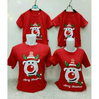 Baju kaos  couple  family keluarga merah natal christmas 