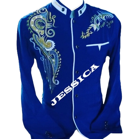 Jasko Pria Dewasa Jasko Bordir Motif Jas Koko Pria Warna Biru Lengan Panjang