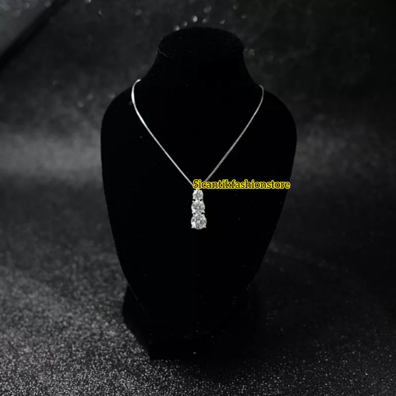 Kalung Titanium liontin tingkat 3 fashion wanita terlaris anti Karat liontin permata kalung wanita