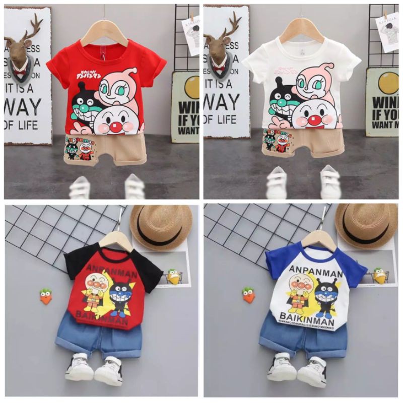 SETELAN KAOS CELANA ANAK IMPORT ANPANMAN [SETBI0020]