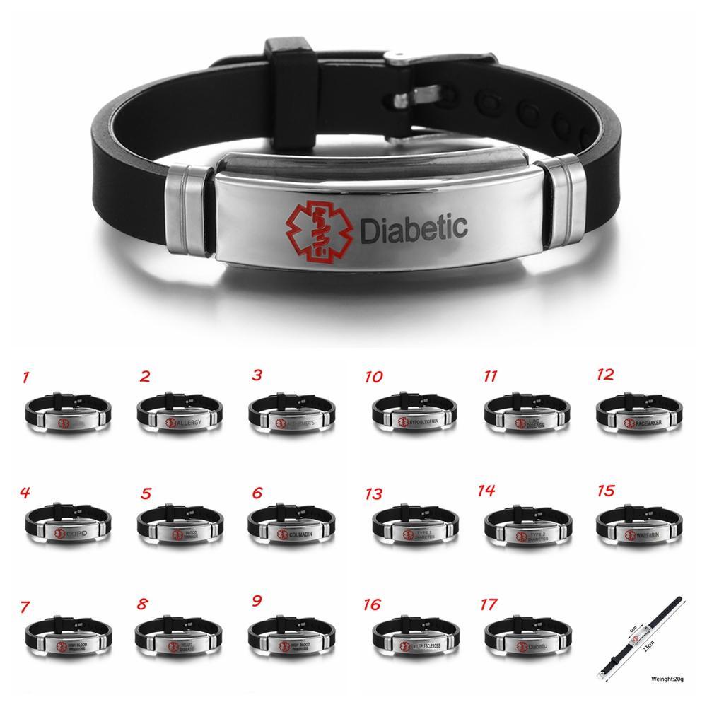 Gelang Siaga Medis TOP Awas Medis 17gaya Stainless Steel Silikon Diabetes