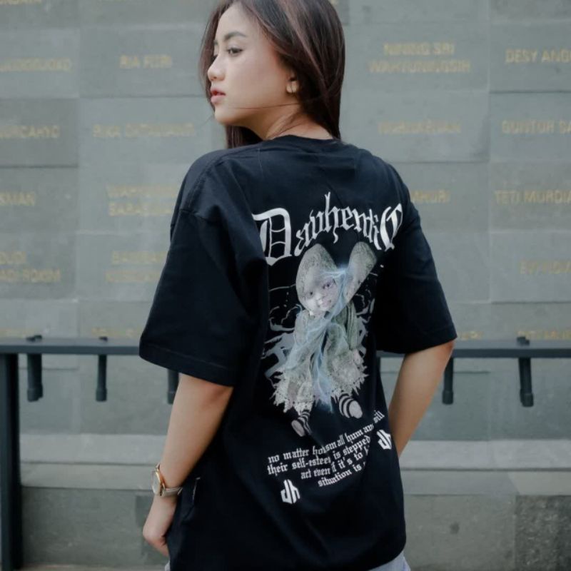 OVERSIZED T- SHIRT CRANIUM BLACK / KAOS OVERSIZE UNISEX / KAOS DISTRO DAVHENTIC made in indonesia lo