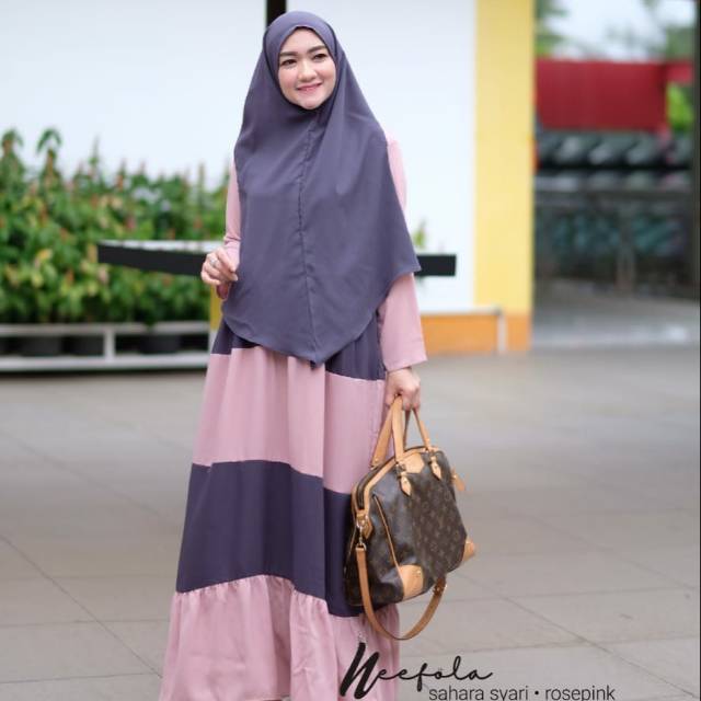 Sahara Syari egelan mewah kombinasi warna yg pas syari set jilbab jumbo