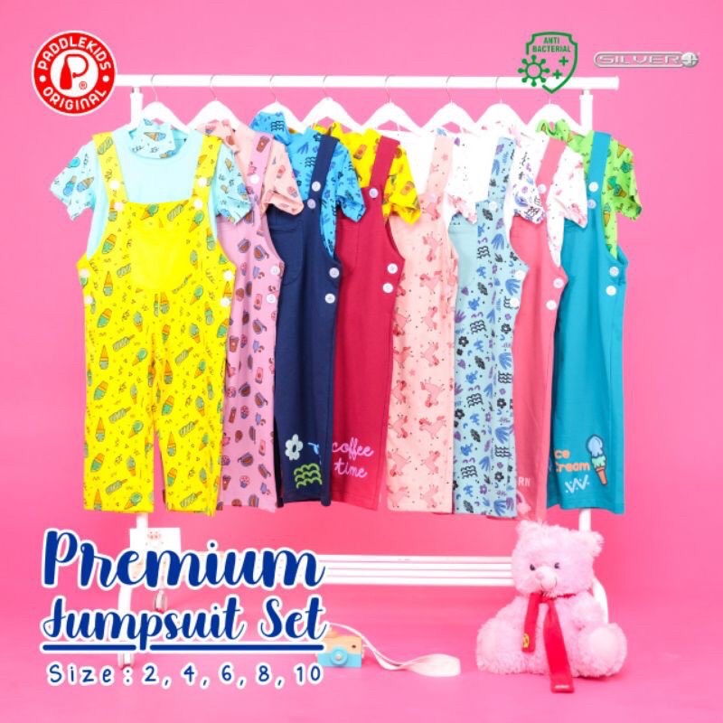 PADDLEKIDS Jumpsuit setelan kaos branded   Baju Anak Perempuan Size 2-9 tahun