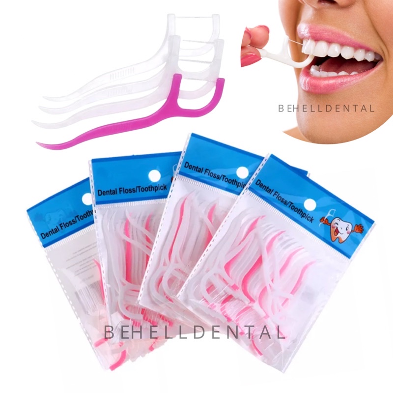 BENANG DENTAL FLOSS GIGI PICK PICKS STICK ISI 30 Pics 30pcs 30pics 30 Pcs - Sikat Behel Pembersih Sela Celah Gigi dan Bracket - Steril Tusuk Gigi Char Mi- Interdental Brush Behelldental