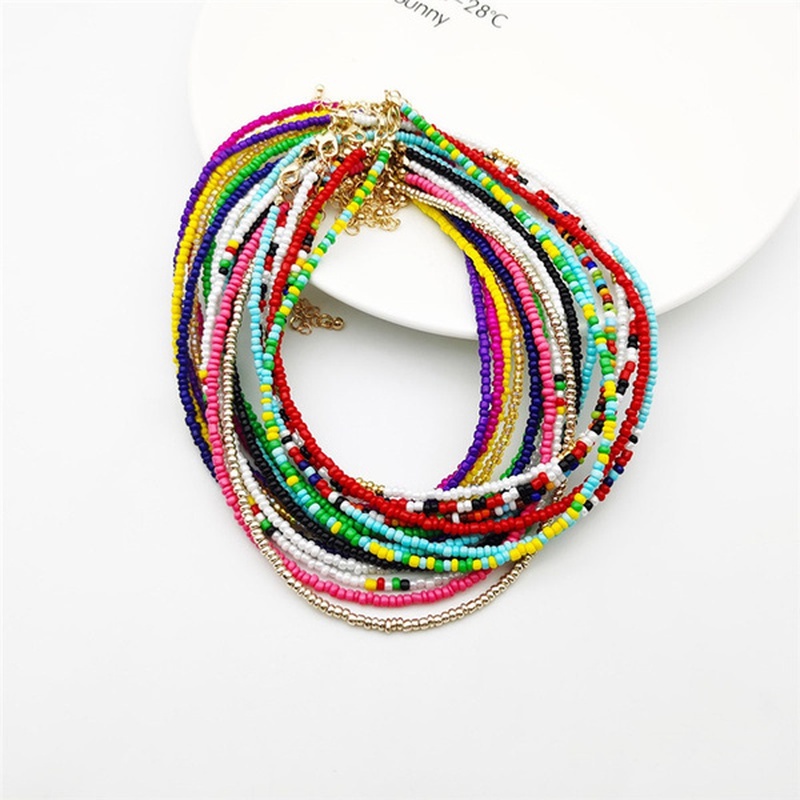 Kalung Choker Manik-Manik Warna-Warni Gaya Boho Korea Untuk Wanita